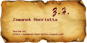 Zemanek Henrietta névjegykártya